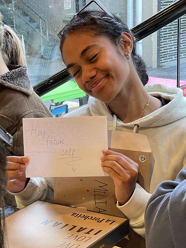Miliame Tudreu with her letter to 'her future self'.