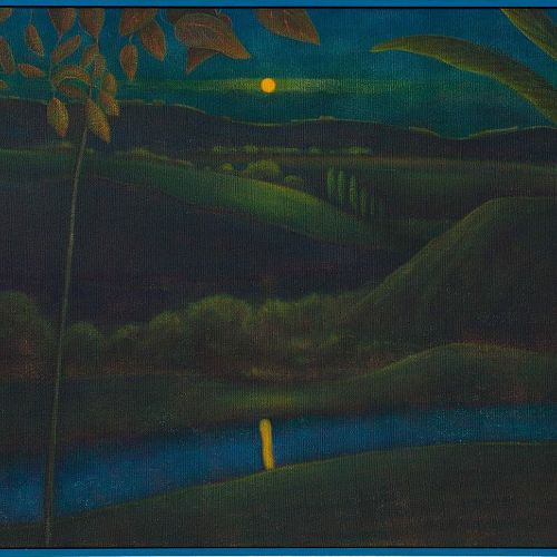 Graham Fletcher, Twilight's Edge (Lone Figure) (2022), oil on linen, 800 x 1100mm