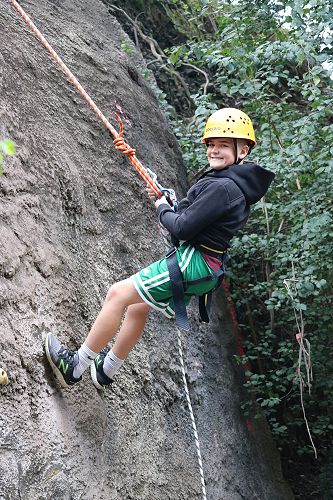Riley abseiling