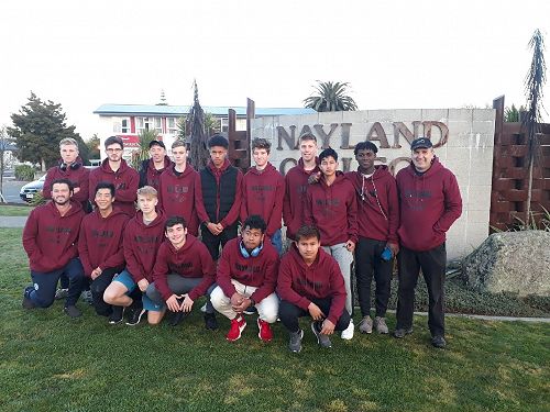 The boys football team gets ready to go to Blenheim.