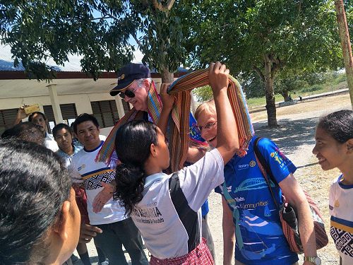 Then DG Ron Degenhart and Vicki being welcomed to the school visit