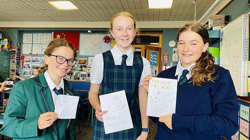 Year 9 with their rabbit cards