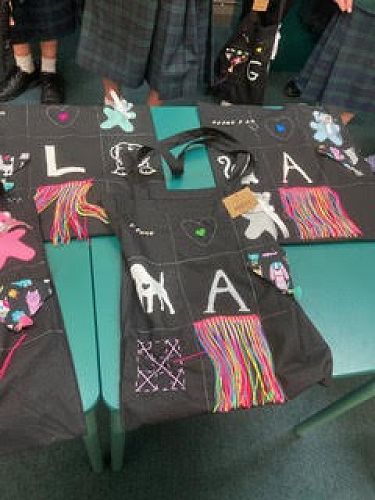 Personalised calico bags.