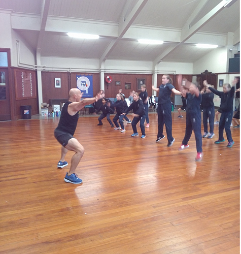 Brett using his energy to teach new moves.  Huge enthusiasm shown by the ‘Columba Crew’ team.