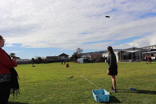 Gumboot throwing during cultural diversity week.