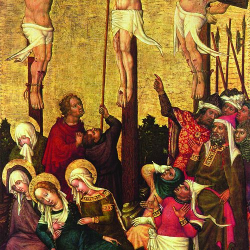 Crucifixion 1430 by Hans Tübingen Master of the Saint Lambrecht Votive Altarpiece