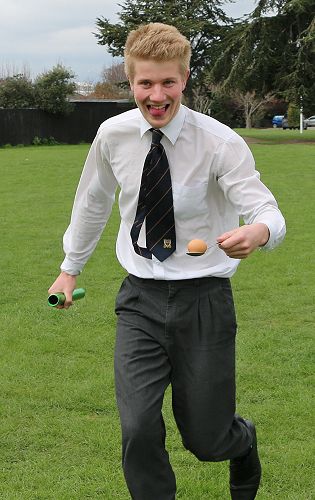 Luke with the egg and spoon challenge