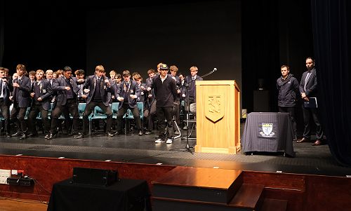 The senior boys performed the haka after Dylan received his Academic Cap