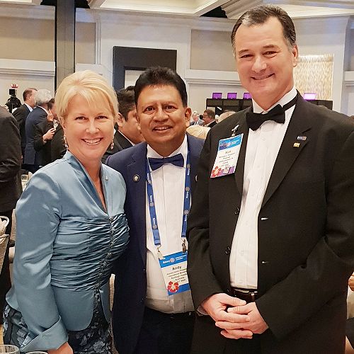 RI President Jennifer Jones, husband Rtn Nick Krayacich with PDG Andy in the middle, in San Diego California at the DG Training, RI Assembly, January 2020