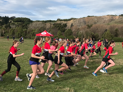 Start of the Year 8 Girls' Lincoln Zone Cross Country event 