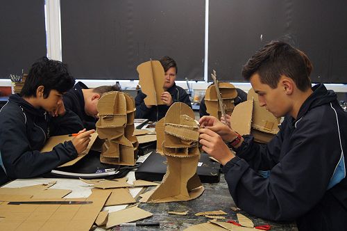 Creating Art sculpture in Year 10 Art.