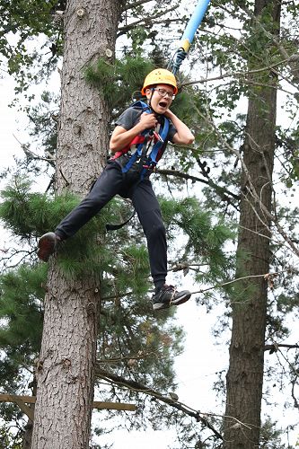 Reuben enjoying(?) the Flying Kiwi!