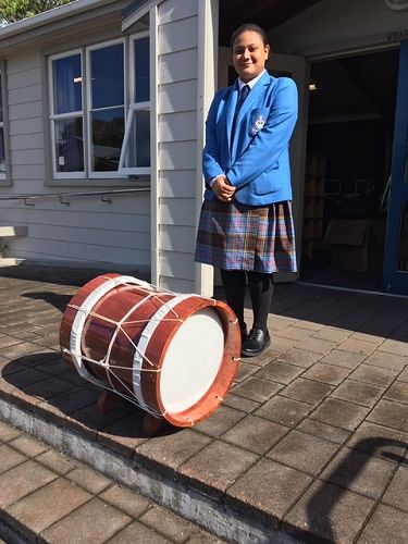 Meleana Veikoso with the Queens of the Pacific Drum