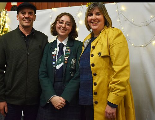 Zoe McElrea with her mother and father