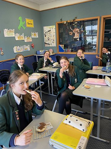 Year 9 enjoying their breakfast