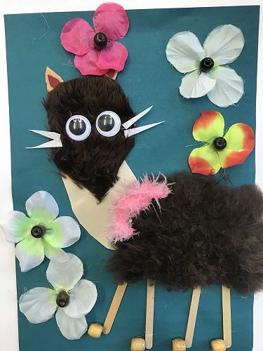 We used a range of fabric and fibres to create our own animals.  Can you guess what animal this is?