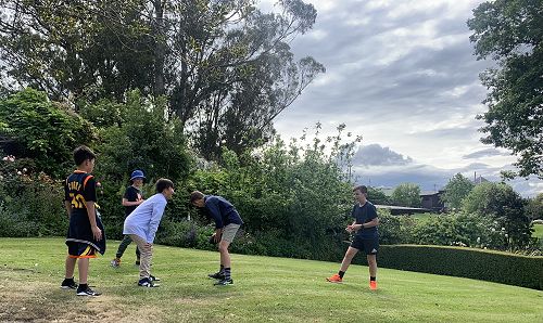 Enjoying a game of touch.