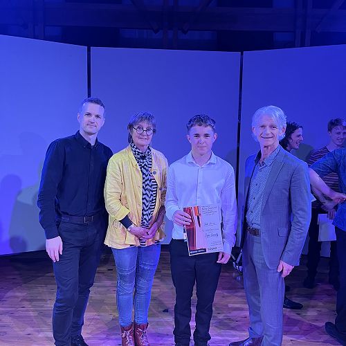 Dylan Connolly, with the judges at the biennial National Classical Guitar Competition