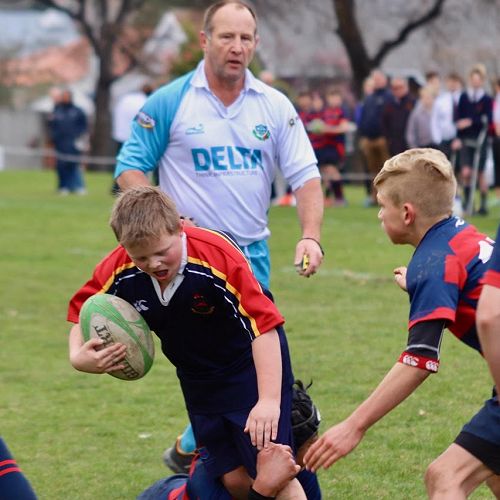 Angus Cuthill takes the ball down