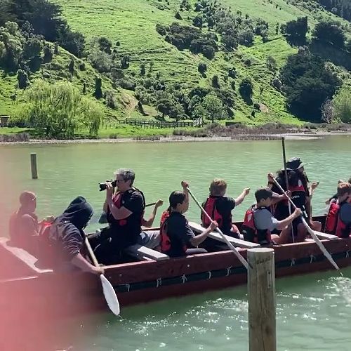 Video: Paddling the Waka at Okains Bay
