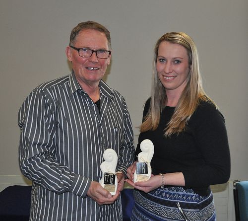 Friends of Riccarton: Bevan Phillipson and Julia McCarthy, receive their awards at Foundation Day 2016.