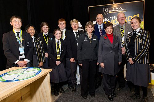 St Paul's students and staff meet Governor General, Dame Patsy Reddy, in the Careers and Education Hub at the 2018 Fieldays.