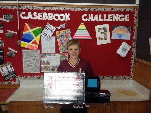 Liam from Room 3 created a truck out of recycled materials. 