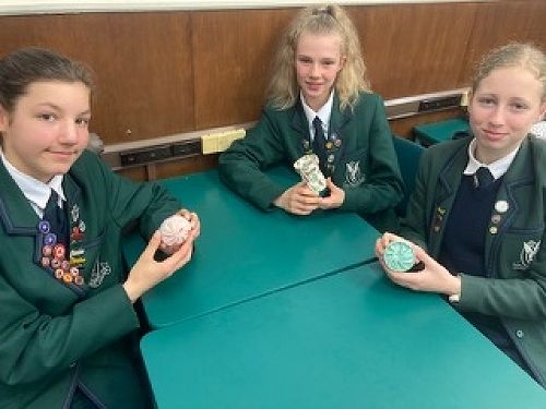 The winners of this class’s Dragon Den. Nora, Aliya and Phoebe have made an extraordinary  pouches to keep little things in - so cute