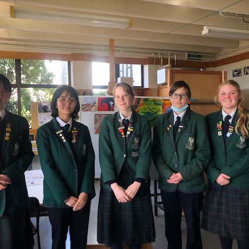 Linda Zhang, Eri Lovegrove, Anise Maclean, Juliette McDonald, Hannah O'Neill. Absent Jasmine Lobo-Linwood.