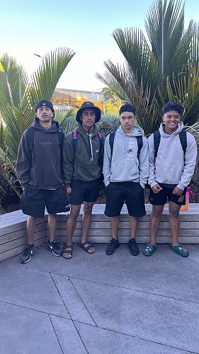 Outdoor Experience Level 2 students, from left, Constantine Walker, Noa Viliami, Che Williams, and Finesi Bourne