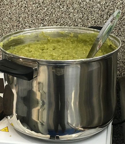Mushy peas simmering away