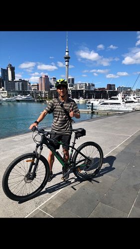Harry cycled to the city and along the waterfront