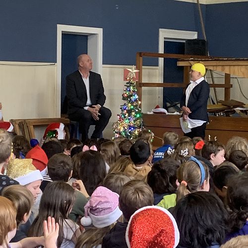 Toby celebrates Mr. Clarke