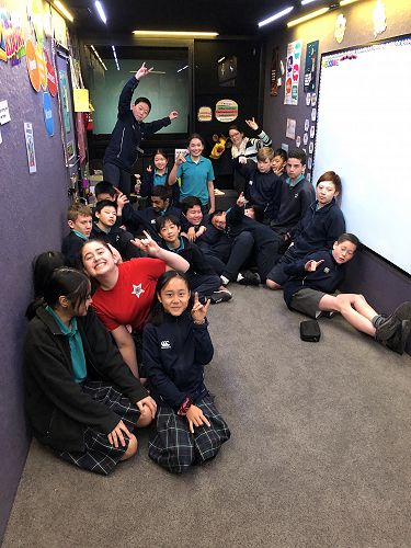 Room 18 and 19 students on board the Life Education bus