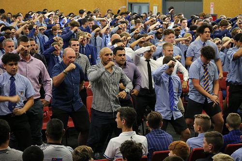 Students and staff haka new boys 2019