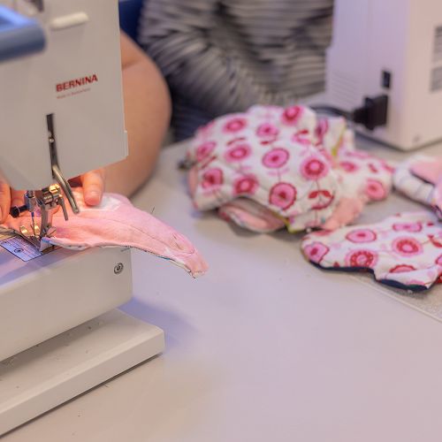 Third year Nursing students' working bee sewing for Fiji