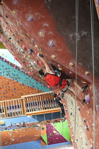 Ethan Carmichael completing a Top Rope climb.