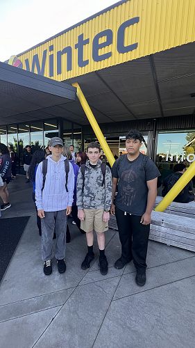 Cafe Skills Level 2 students, from left, Flynn Vinnicombe, Asher McMillan, and Kallen Makisi