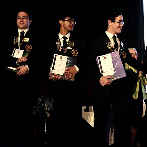 Our top Year 13 Academic Prize Winners (from left): Darryl De Jong, Jacob Porter, Hitesh Malhotra, Proxime Accessit Levi Pruden, and Dux Michael Lin
