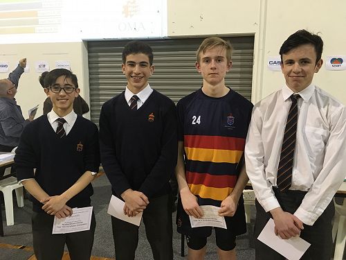 Year 10 - 2nd Place:  William Tong, Ali Dohan, Jed Thomson-Fawcett and Mason Prentice