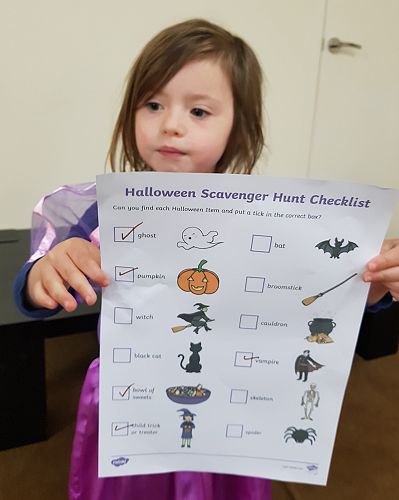 Melanie-May Taylor-Connell enjoying the Halloween scavenger hunt