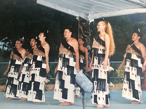 Te Ahikaaroa at its first Te Matatini 2000 Tūrangawaewae - who else do you recognises in this photo