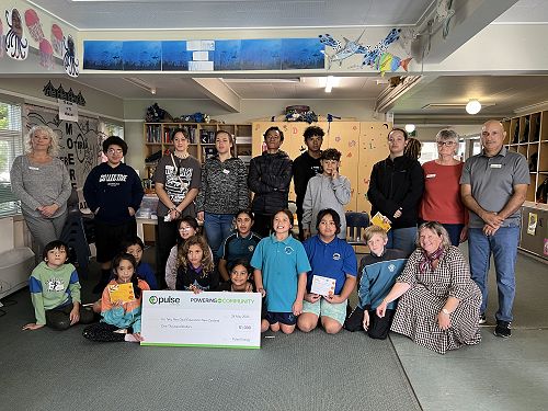 Language Day in Moerewa - Posing with our big cheque from Pulse