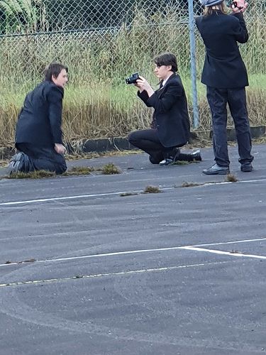 Media Studies students learning to use equipment