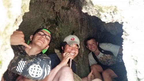 Ronin, Riley and friend at Whispering Falls.