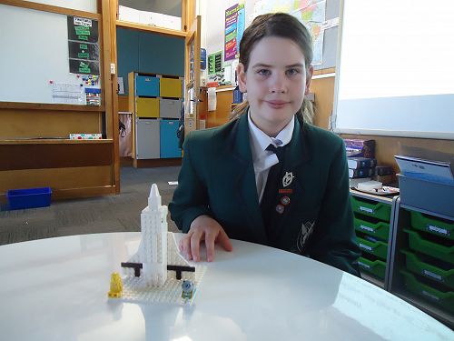 Hannah Fenemor researched the first Space Shuttle and then made her own scale model out of Lego.
