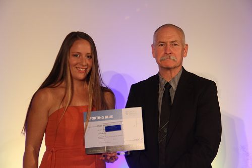 Rose McEwan receiving her Lincoln University Blue for Rowing from the Chief Academic Officer Professor Bruce McKenzie