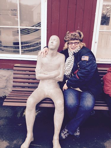 Claire Ryan with "friend" on Solar Eclipse Tour to Faroe Islands, March 2015 