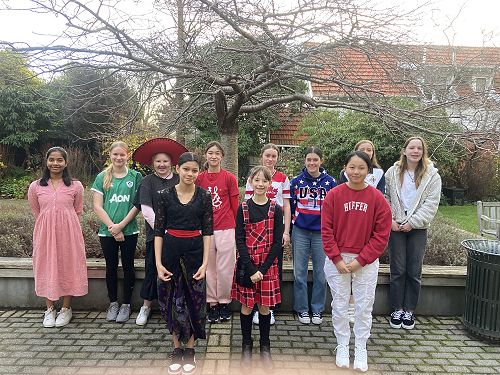 Ms Togneri's whanu class in cultural clothing