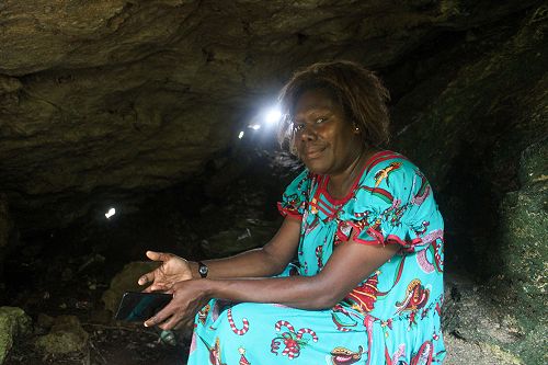 Anna was cooking soup for dinner when Cyclone Judy struck Mataso Island.  Her family took shelter in this small cave.  Their home was destroyed and the family's possessions were scattered.